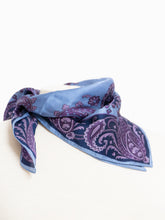 Load image into Gallery viewer, Vintage x Purple, Blue Paisley Patterned Silk Neck Scarf