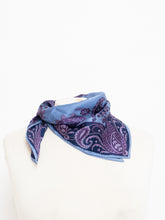 Load image into Gallery viewer, Vintage x Purple, Blue Paisley Patterned Silk Neck Scarf