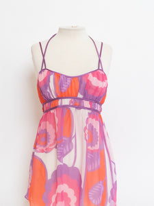 Vintage x Sheer Retro Purple & Pink Top (M, L)