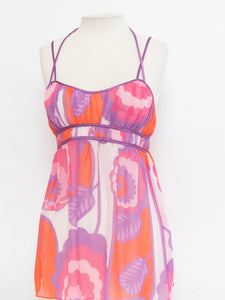 Vintage x Sheer Retro Purple & Pink Top (M, L)