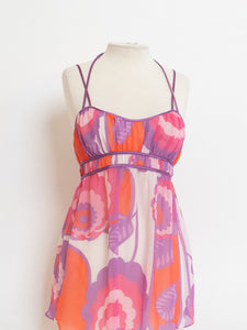 Vintage x Sheer Retro Purple & Pink Top (M, L)
