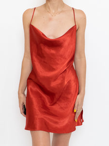 Vintage x Orange/Red Satin Slip Dress (M, L)