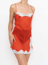 Load image into Gallery viewer, Vintage x Red &amp; White Lace &amp; Silk Sheer Dress (XS, S)