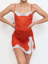 Load image into Gallery viewer, Vintage x Red &amp; White Lace &amp; Silk Sheer Dress (XS, S)