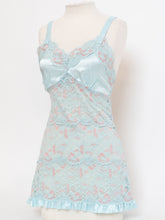 Load image into Gallery viewer, Vintage x Baby Blue &amp; Pink Lace &amp; Silk Slip Dress (S, M)