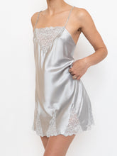 Load image into Gallery viewer, Vintage x Silver Silk Rhinestone Slip Dress (M)