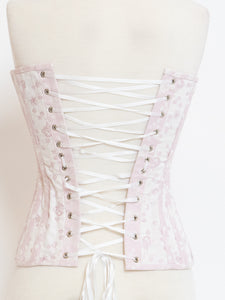 Vintage x Baby Pink & White Patterned Heavy Corset (XS-M)