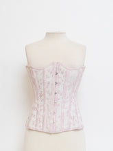 Load image into Gallery viewer, Vintage x Baby Pink &amp; White Patterned Heavy Corset (XS-M)