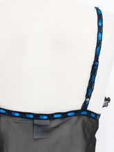 Load image into Gallery viewer, Vintage x Sheer Black &amp; Blue Silk Frilly Tank (S)