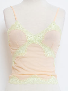 Vintage x Nude & Yellow Mesh & Lace Tank (XS, S)