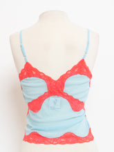 Load image into Gallery viewer, Vintage x Deadstock Mesh Blue &amp; Pink Lace Tank (S)