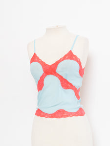 Vintage x Deadstock Mesh Blue & Pink Lace Tank (S)
