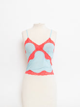 Load image into Gallery viewer, Vintage x Deadstock Mesh Blue &amp; Pink Lace Tank (S)