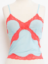 Load image into Gallery viewer, Vintage x Deadstock Mesh Blue &amp; Pink Lace Tank (S)