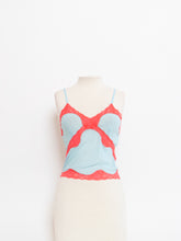 Load image into Gallery viewer, Vintage x Deadstock Mesh Blue &amp; Pink Lace Tank (S)