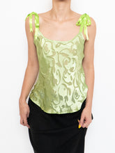Load image into Gallery viewer, Vintage x Green Abstract Floral Silk Top (XS, S)