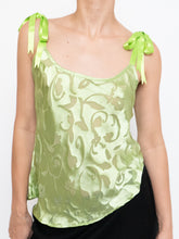 Load image into Gallery viewer, Vintage x Green Abstract Floral Silk Top (XS, S)