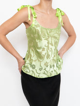 Load image into Gallery viewer, Vintage x Green Abstract Floral Silk Top (XS, S)