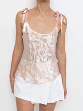 Load image into Gallery viewer, Vintage x Deadstock Baby Pink Silk Floral Tank (XS, S)