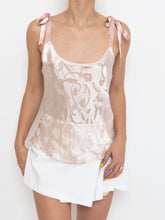 Load image into Gallery viewer, Vintage x Deadstock Baby Pink Silk Floral Tank (XS, S)