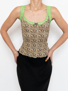 Vintage x Deadstock Cheetah & Neon Lace Tank (S, M)