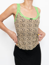 Load image into Gallery viewer, Vintage x Deadstock Cheetah &amp; Neon Lace Tank (S, M)