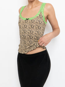 Vintage x Deadstock Cheetah & Neon Lace Tank (S, M)