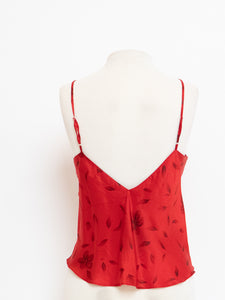 Vintage x Red Silk Floral Beaded Tank (M, L)