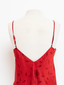Vintage x Red Silk Floral Beaded Tank (M, L)