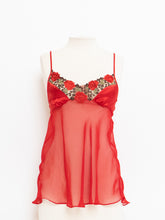 Load image into Gallery viewer, Vintage x Red Sheer &amp; Satin Leopard Tank (S)