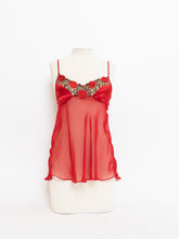Load image into Gallery viewer, Vintage x Red Sheer &amp; Satin Leopard Tank (S)