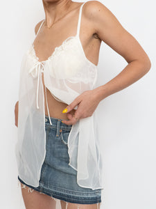 Vintage x Cream Sheer Layered Bra Top (S, M, B Cup)