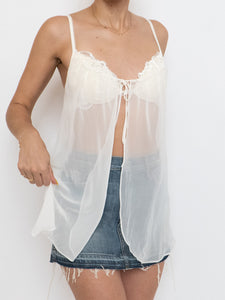 Vintage x Cream Sheer Layered Bra Top (S, M, B Cup)