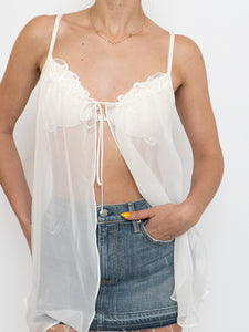 Vintage x Cream Sheer Layered Bra Top (S, M, B Cup)