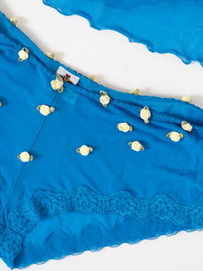 VINTAGE  x Blue Mesh Floral Embroidered Set (XS, S)