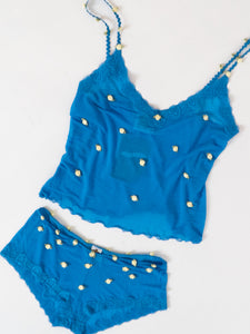 VINTAGE  x Blue Mesh Floral Embroidered Set (XS, S)
