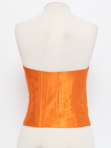 VINTAGE x Satin Orange Zip-up Corset (M)