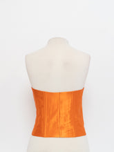 Load image into Gallery viewer, VINTAGE x Satin Orange Zip-up Corset (M)