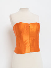 Load image into Gallery viewer, VINTAGE x Satin Orange Zip-up Corset (M)
