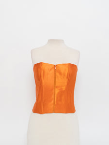VINTAGE x Satin Orange Zip-up Corset (M)