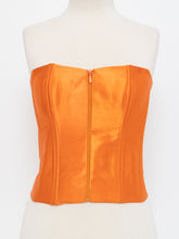 Load image into Gallery viewer, VINTAGE x Satin Orange Zip-up Corset (M)
