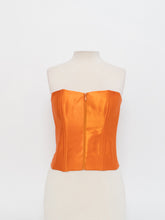 Load image into Gallery viewer, VINTAGE x Satin Orange Zip-up Corset (M)