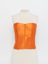 Load image into Gallery viewer, VINTAGE x Satin Orange Zip-up Corset (M)