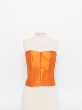 Load image into Gallery viewer, VINTAGE x Satin Orange Zip-up Corset (M)