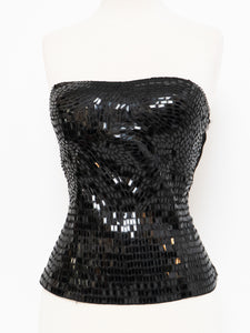 VINTAGE x LE CHATEAU Black Rectangle Sequin Top (M)