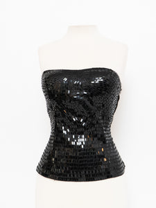 VINTAGE x LE CHATEAU Black Rectangle Sequin Top (M)