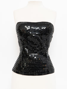 VINTAGE x LE CHATEAU Black Rectangle Sequin Top (M)