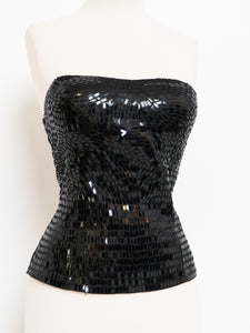 VINTAGE x LE CHATEAU Black Rectangle Sequin Top (M)
