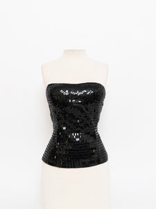 VINTAGE x LE CHATEAU Black Rectangle Sequin Top (M)