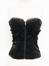 Load image into Gallery viewer, Modern x BEBE Black Satin Panelled Corset (XS, S)